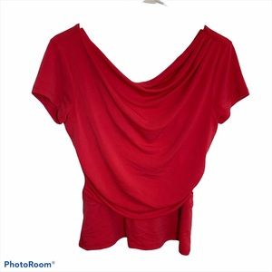 Ann Taylor Cowl Neck V-Back Blouse Bright Pink